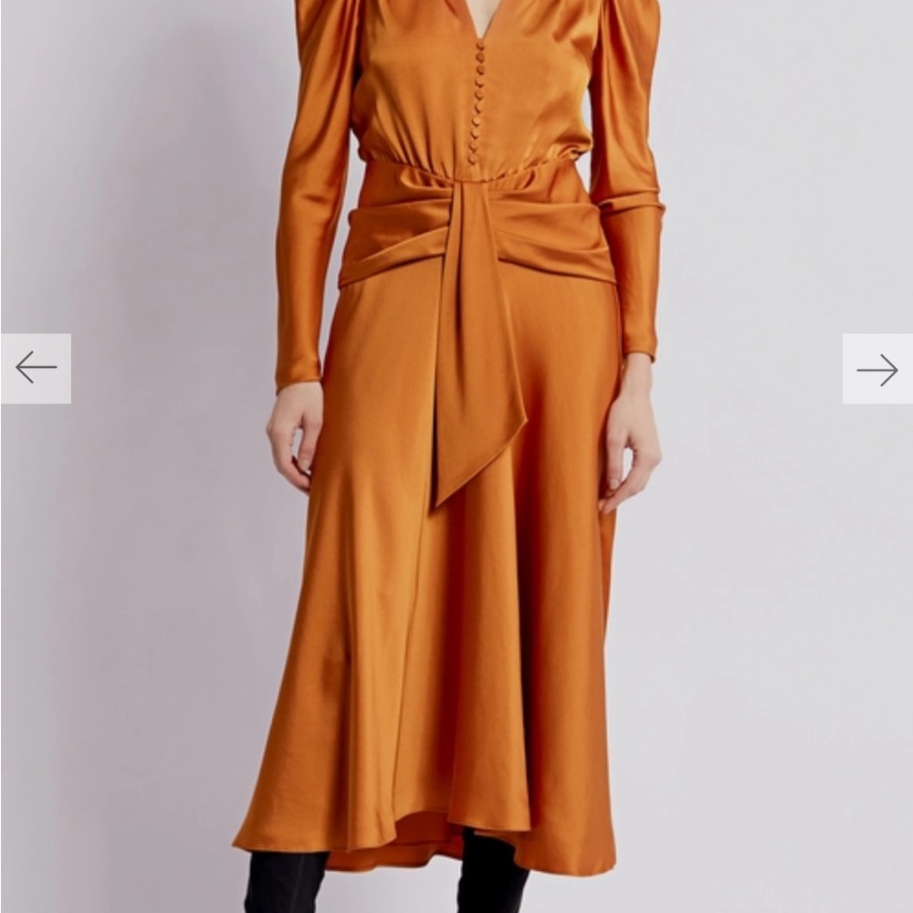 Jonathan Simkhai Vintage style Satin Long Sleeve Button Dress Drop Hip Size 20